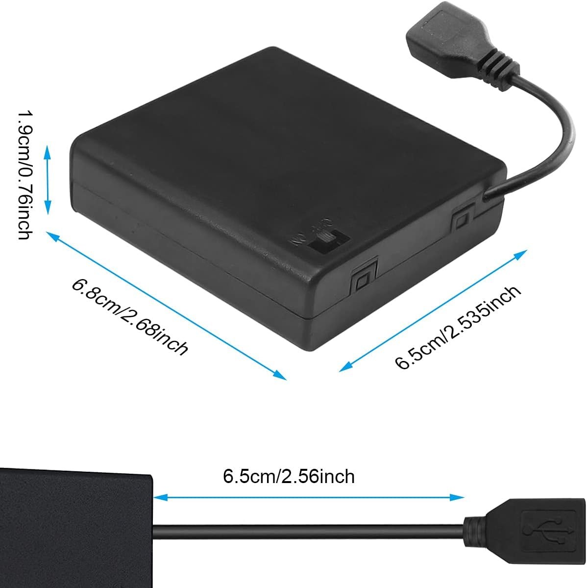4 PCS 4 AA Battery Holder USB Switch, 6V Female Socket, 4 x 1.5V 4