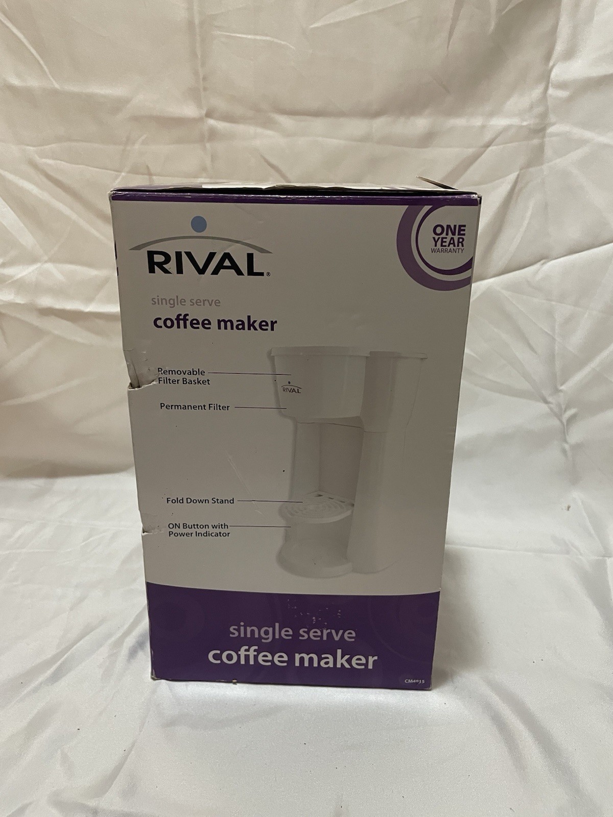 Rival CM4015 Single Serve Coffee Maker White Permanent Filter Removable Basket