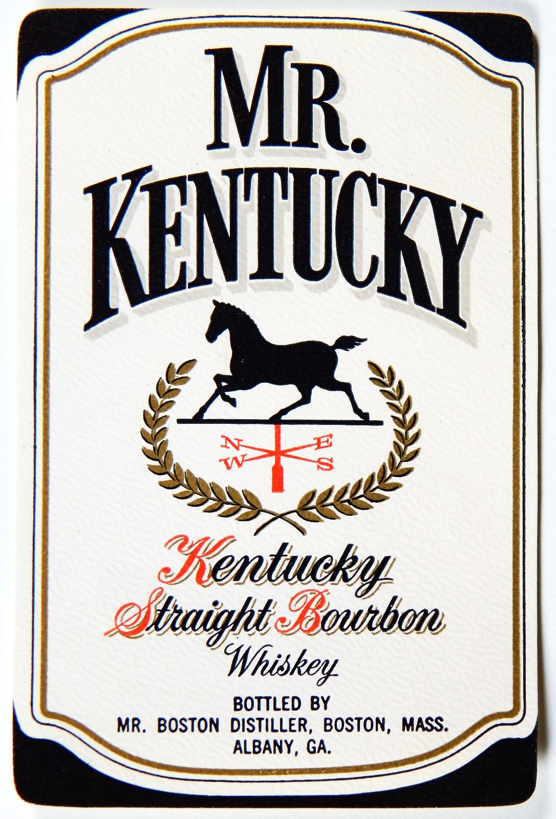1960s MR. KENTUCKY STRAIGHT BOURBON WHISKEY BOTTLE LABEL VINTAGE 2.5" x 3.5"