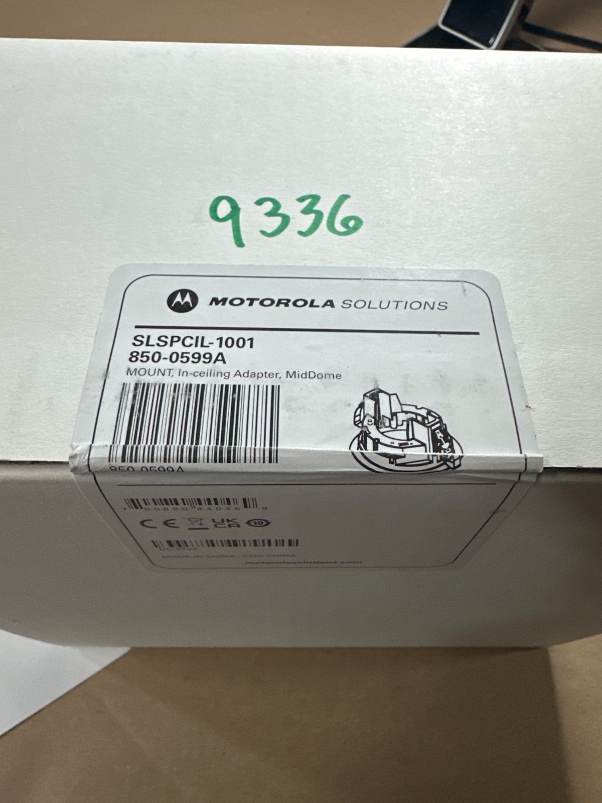 MOTOROLA SLSPCIL-1001 850-0599A MOUNT, IN-CEILING ADAPTER, MIDDOME SEALED BOX