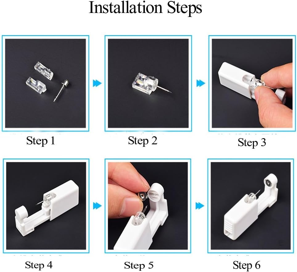 Ear Piercing Kit, 2 Pcs Disposable Gun with Silver -3mm