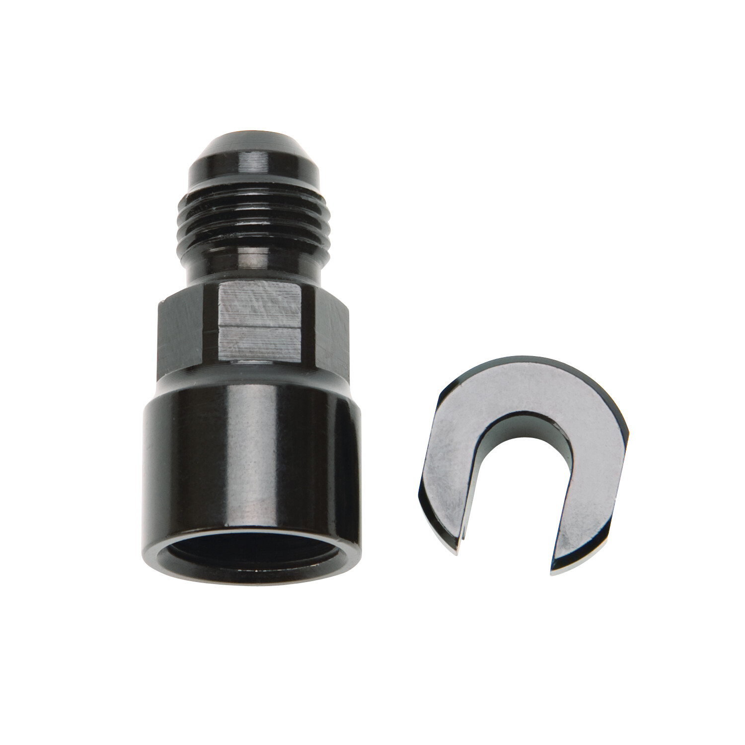 Russell 644123 EFI Fuel Fitting -6AN Male to 3/8" Hardline Female Black Screw On