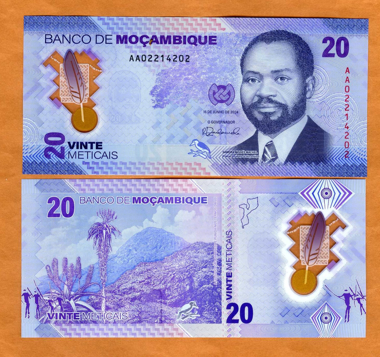 Mozambique, 20 Meticais 2024, P-New, POLYMER, AA-Prefix, UNC