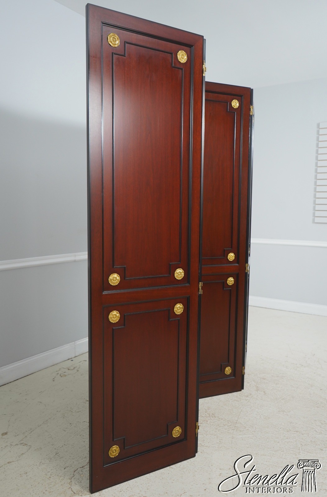 71754: Regency 4 Panel Mahogany Folding Screen Room Divider