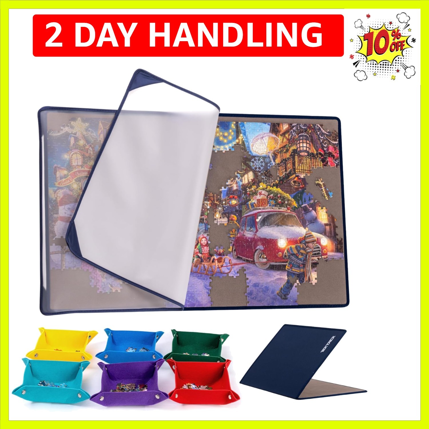 Foldable Jigsaw Puzzle Board with 6 Color Sorting Trays, Portable Puzzle Mat ...