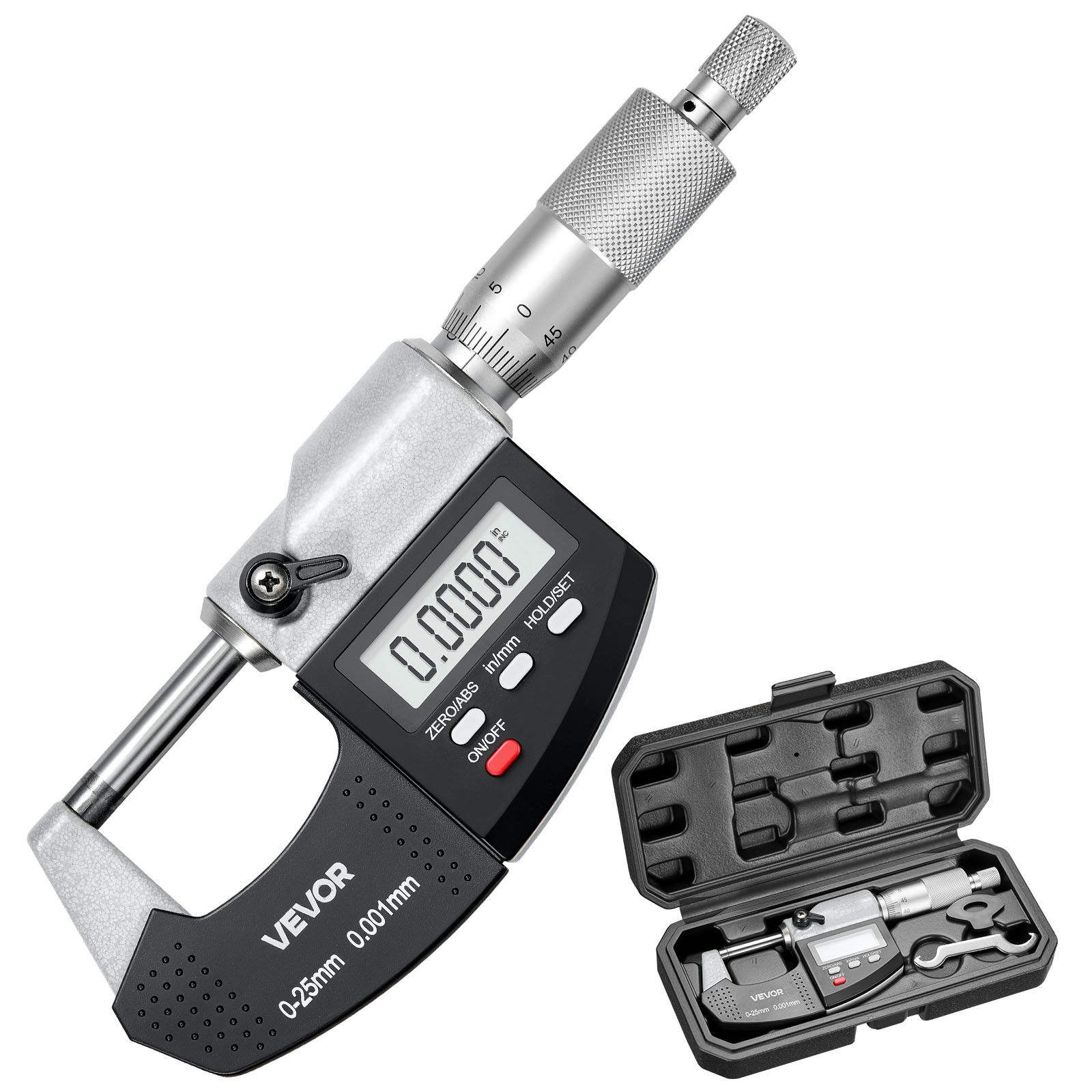 VEVOR 0-1" Digital Outside Micrometer 0.00005"/0.001mm Electronic Tool