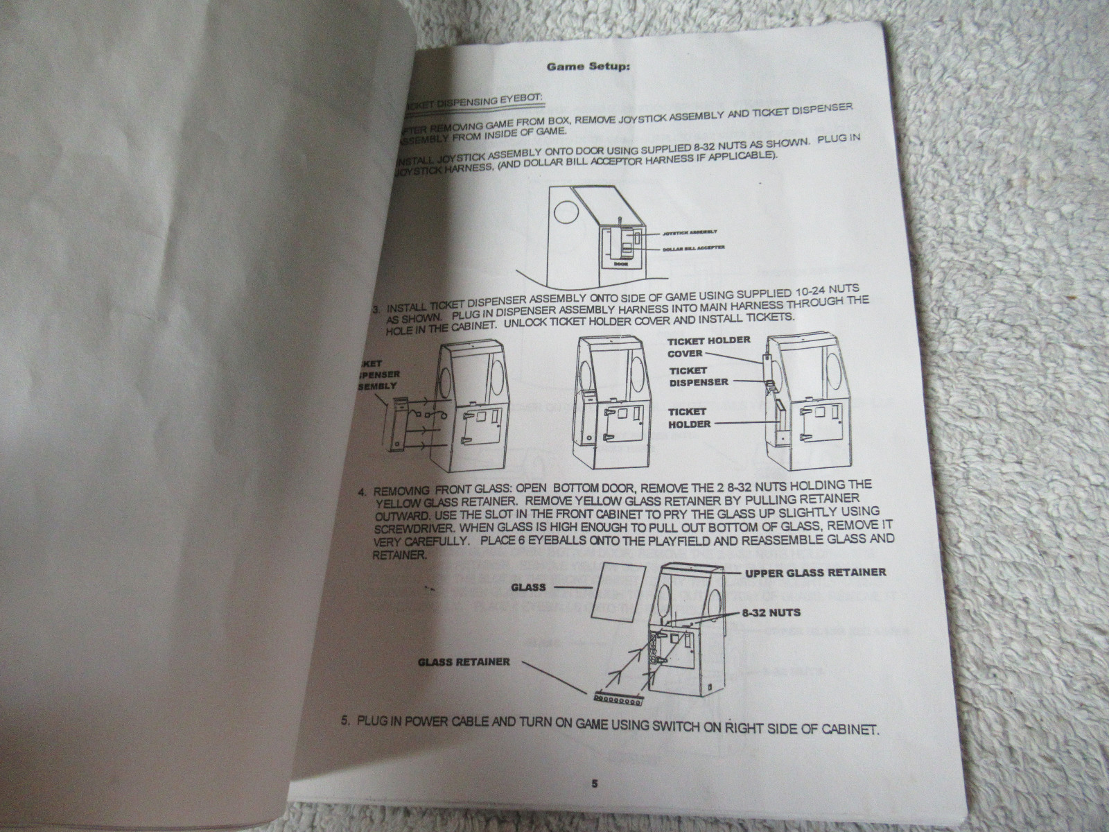 EYE BOT BENCHMARK arcade game manual