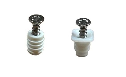 8mm Plastic Cabinet Hinge Dowel Inserts, Choose withd or Non-d Includes Flange