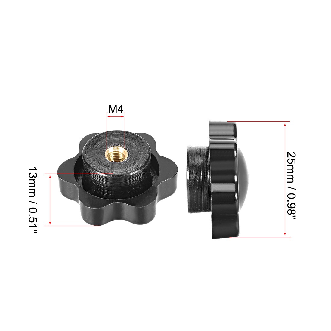 Locking handle star knob knobs M4×7mm female thread 5pcs