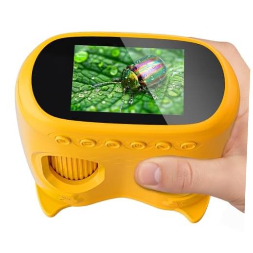 2-in-1 Kids Microscope Telescope,  2.0" 1000X Digital Microscope for Yellow