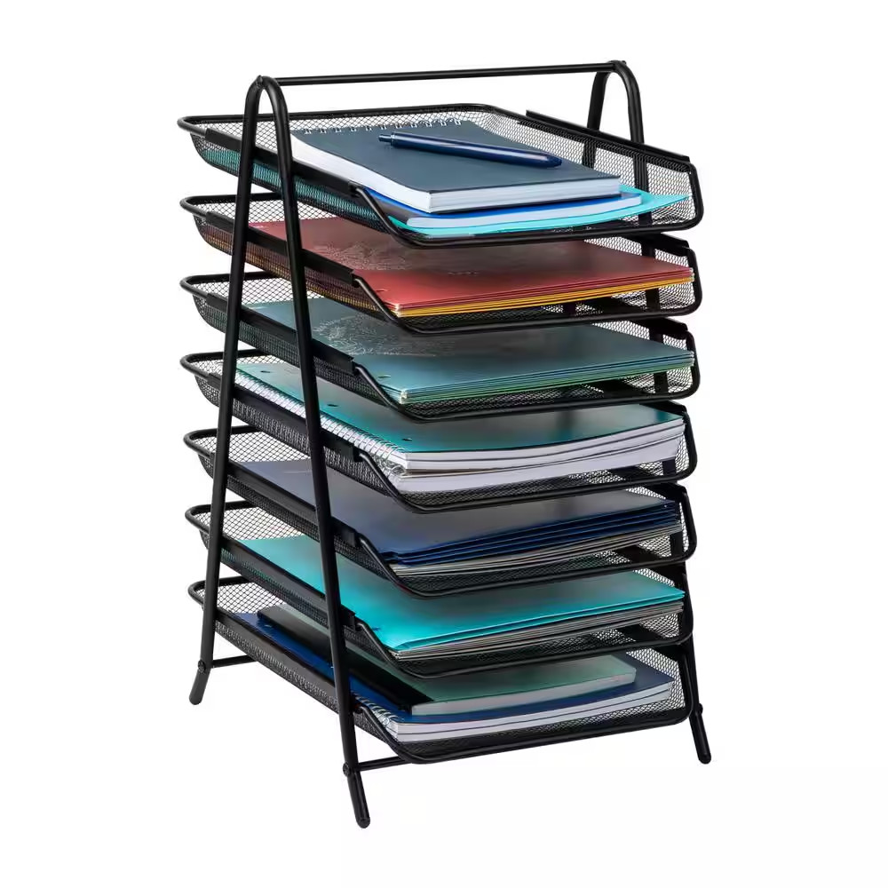 11.75 In. L X 13.75 In. W X 20 In. H 7-Tier Paper Tray, Desktop Organizer, File