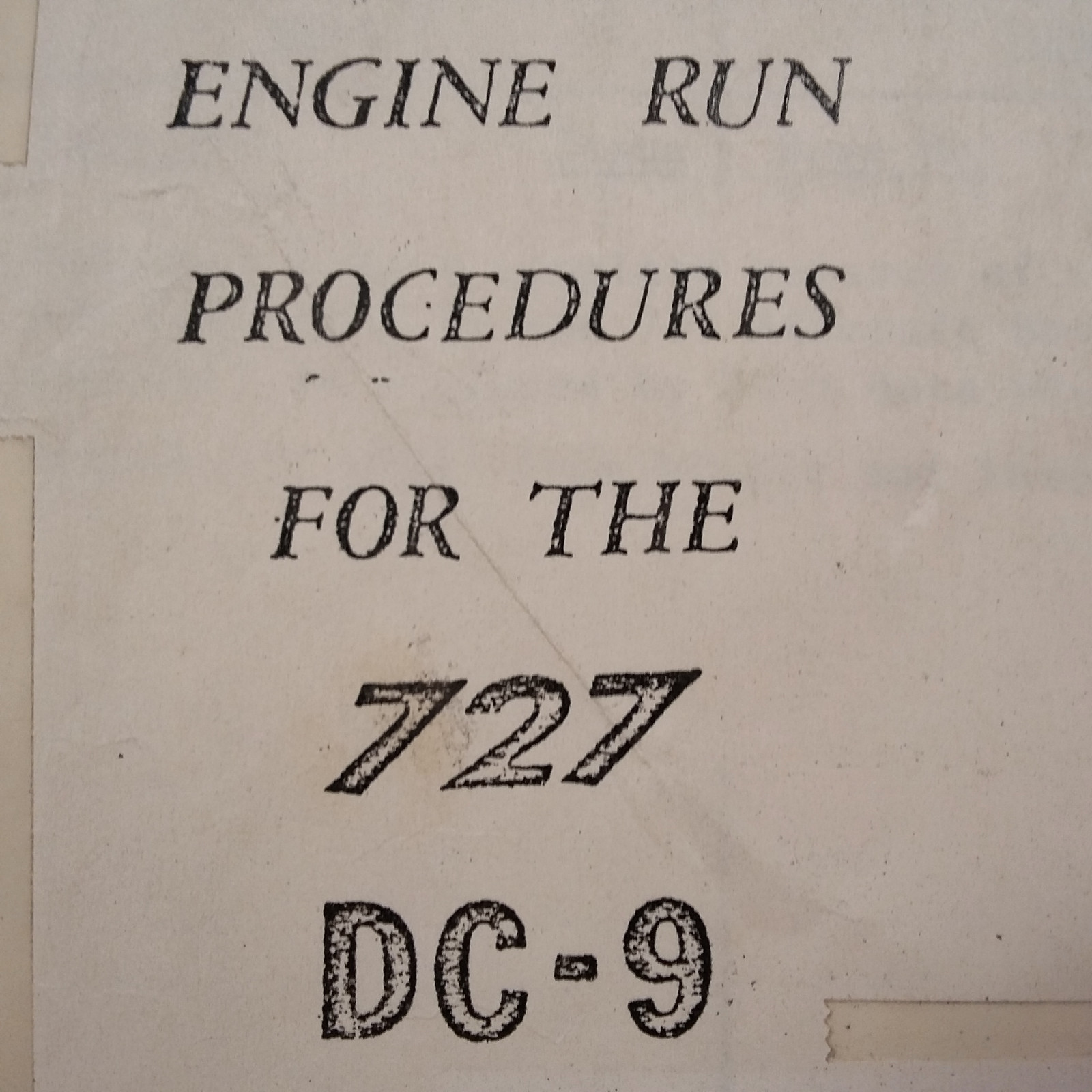 Handbook of Engine Run Procedures for 727 & DC-9