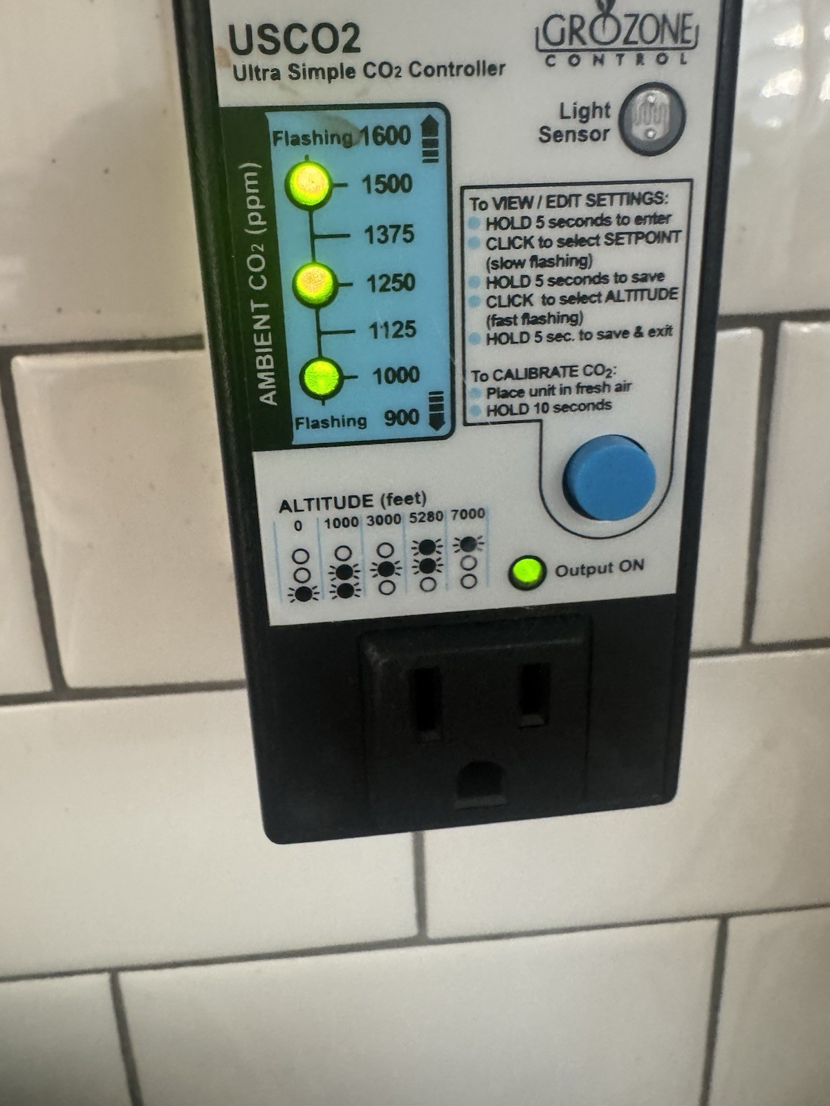 Grozone Controls USCO2 0-2000 PPM Single Zone Ultra Simple CO2 Controller