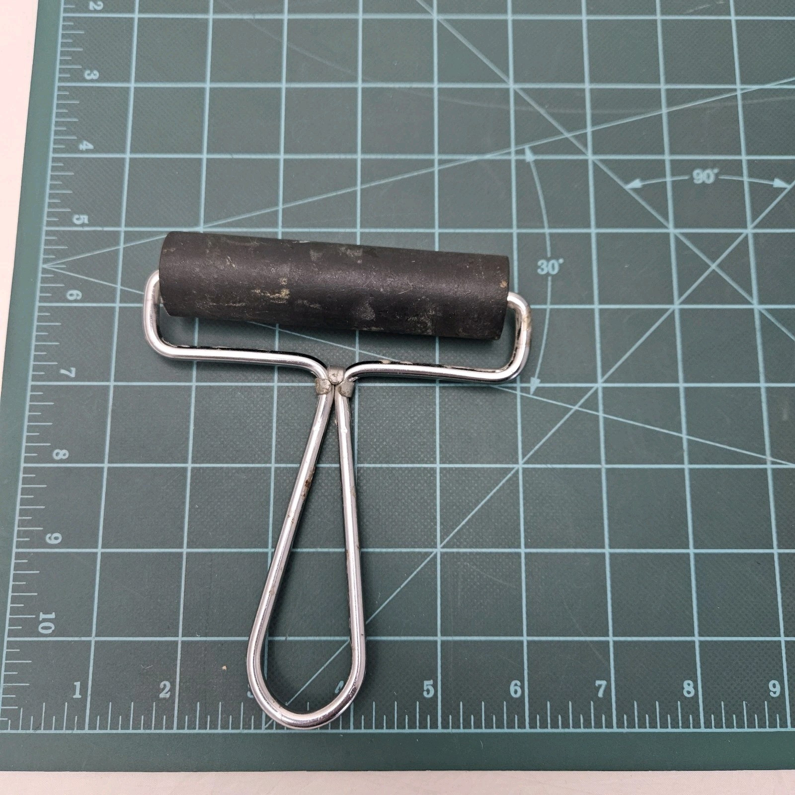 Vintage RollRite 4" Soft Rubber Hand Roller Inking Block Art Printing Ink