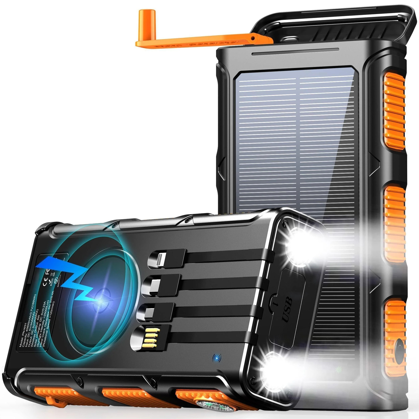 Portable Power Bank with Wireless Charging | 45800mAh | Built-in Hand Crank