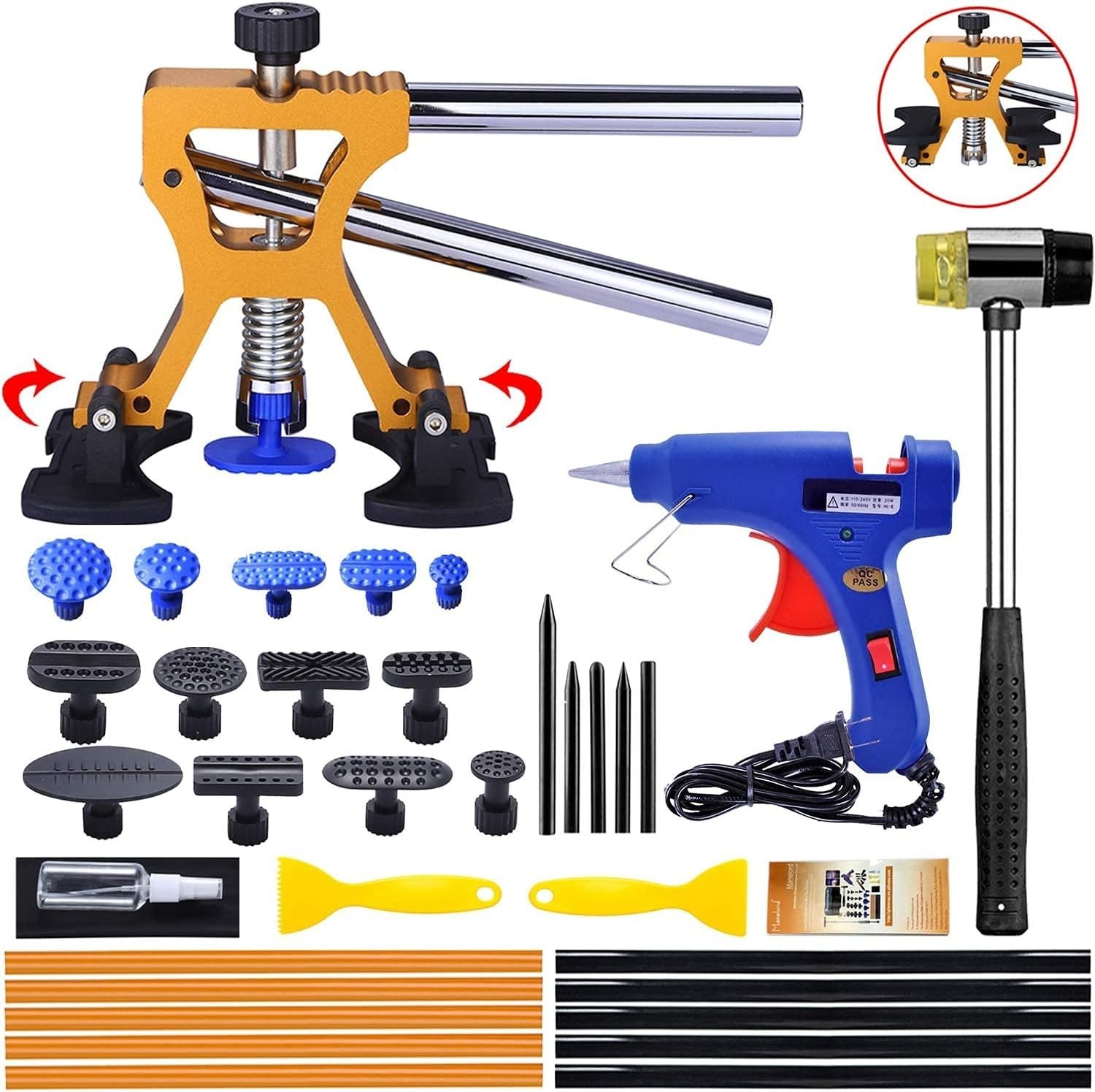 Ergonomic Auto Dent Puller 35pc Set - Protects Paint & Perfect for DIY Repairs