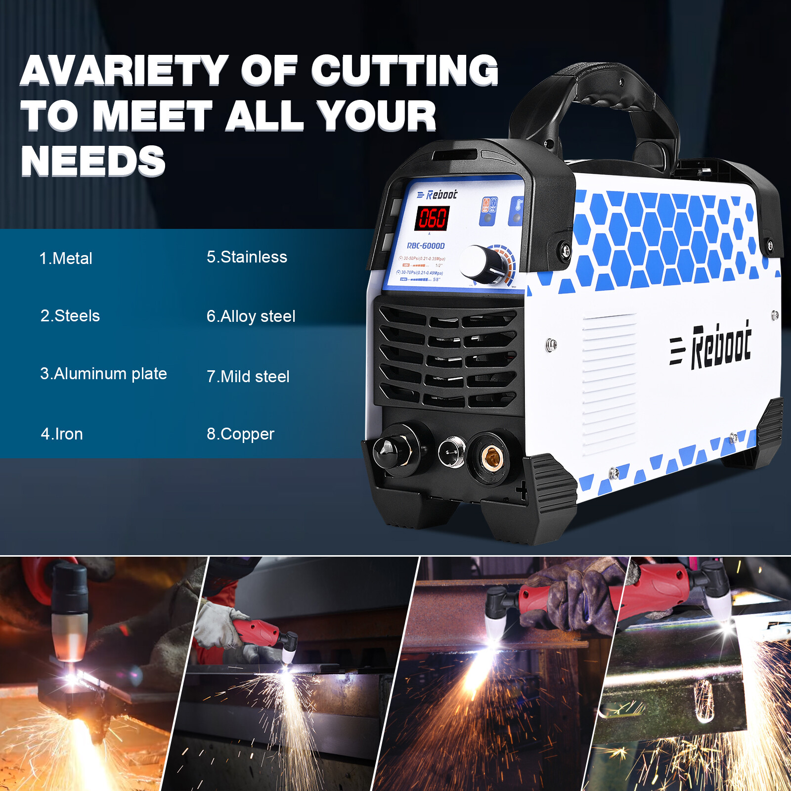 Plasma Cutter Real 60AMP REBOOT Air CUT60 Cutting machine 110V/220V Inverter US