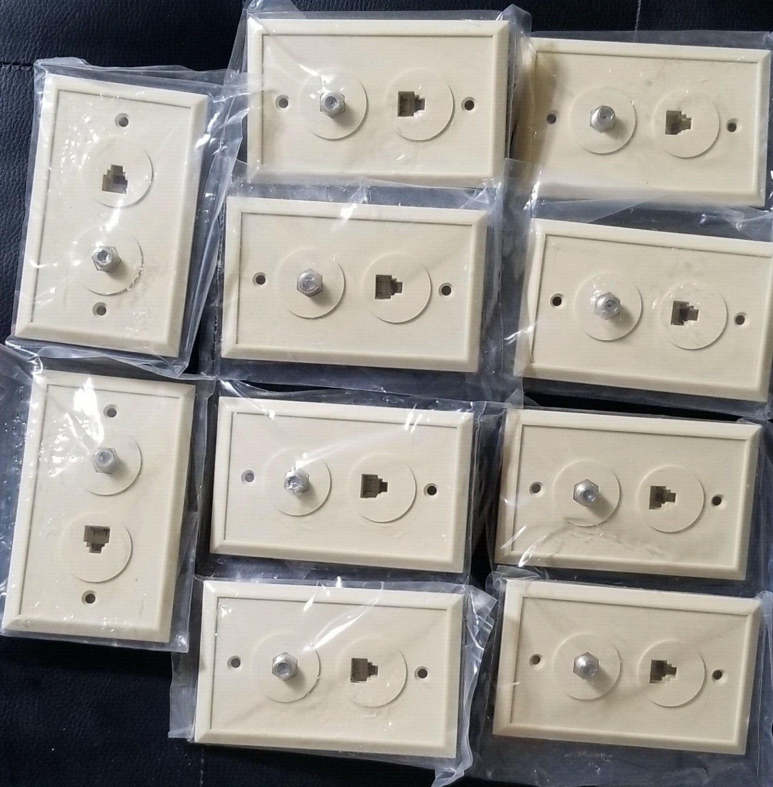 LOT OF 10 🔥CZ Labs Dual Outlet Coax Cable F81 Ivory & RJ11 Telephone Wall Plate