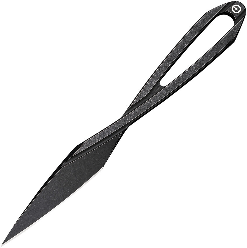 Civivi D-Art Fixed Blade Neck Knife Black Stonewashed D2 Steel w/ Sheath