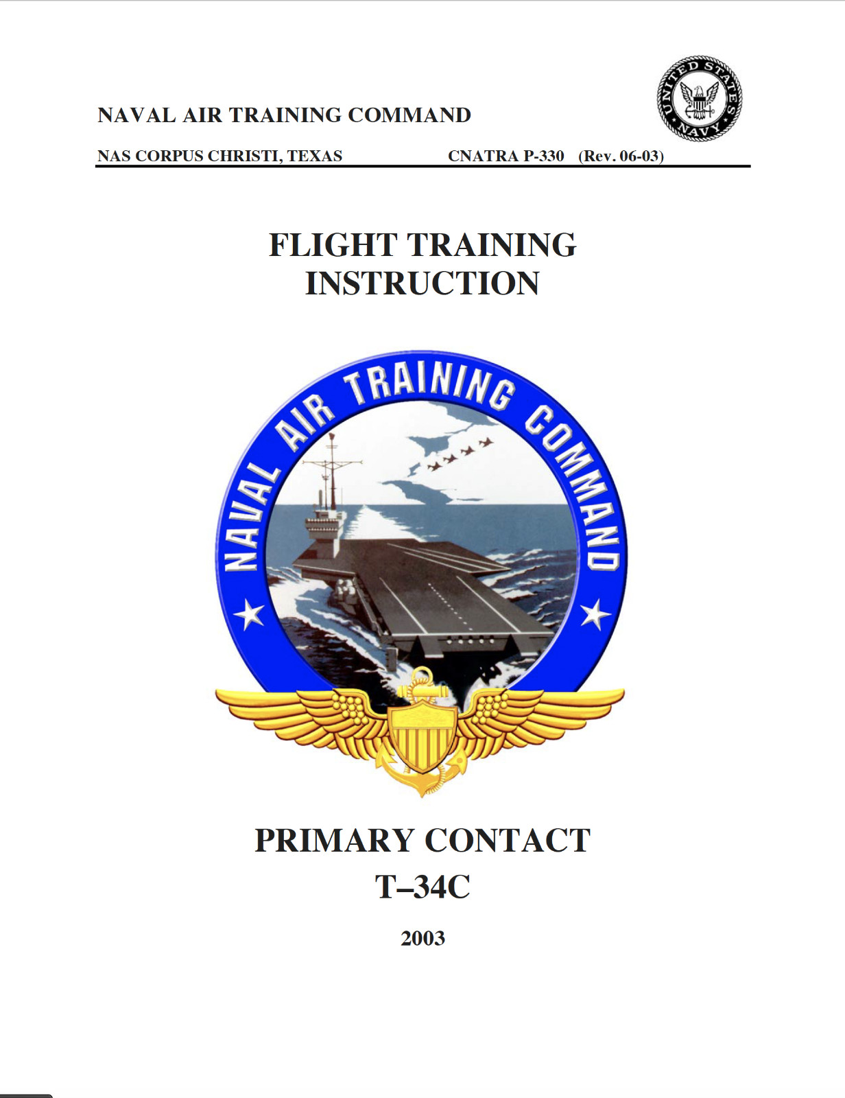 250 Page 2003 Beechcraft T-34 T-34C Mentor Primary Contact Flight Manual on CD