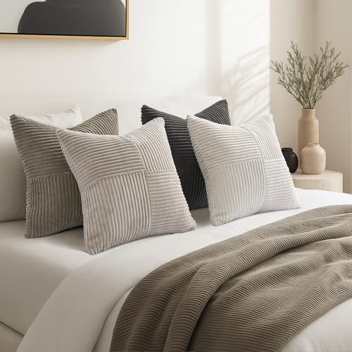 Decorative Neutral Gray Throw Pillow Covers 18" x 18" (Pack of 4) Neutral Grey