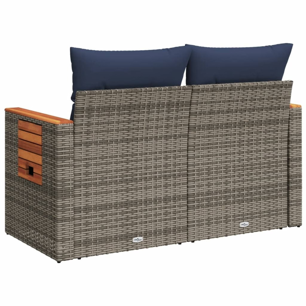 Patio Sofa with Cushions 2-Seater Gray Poly Rattan