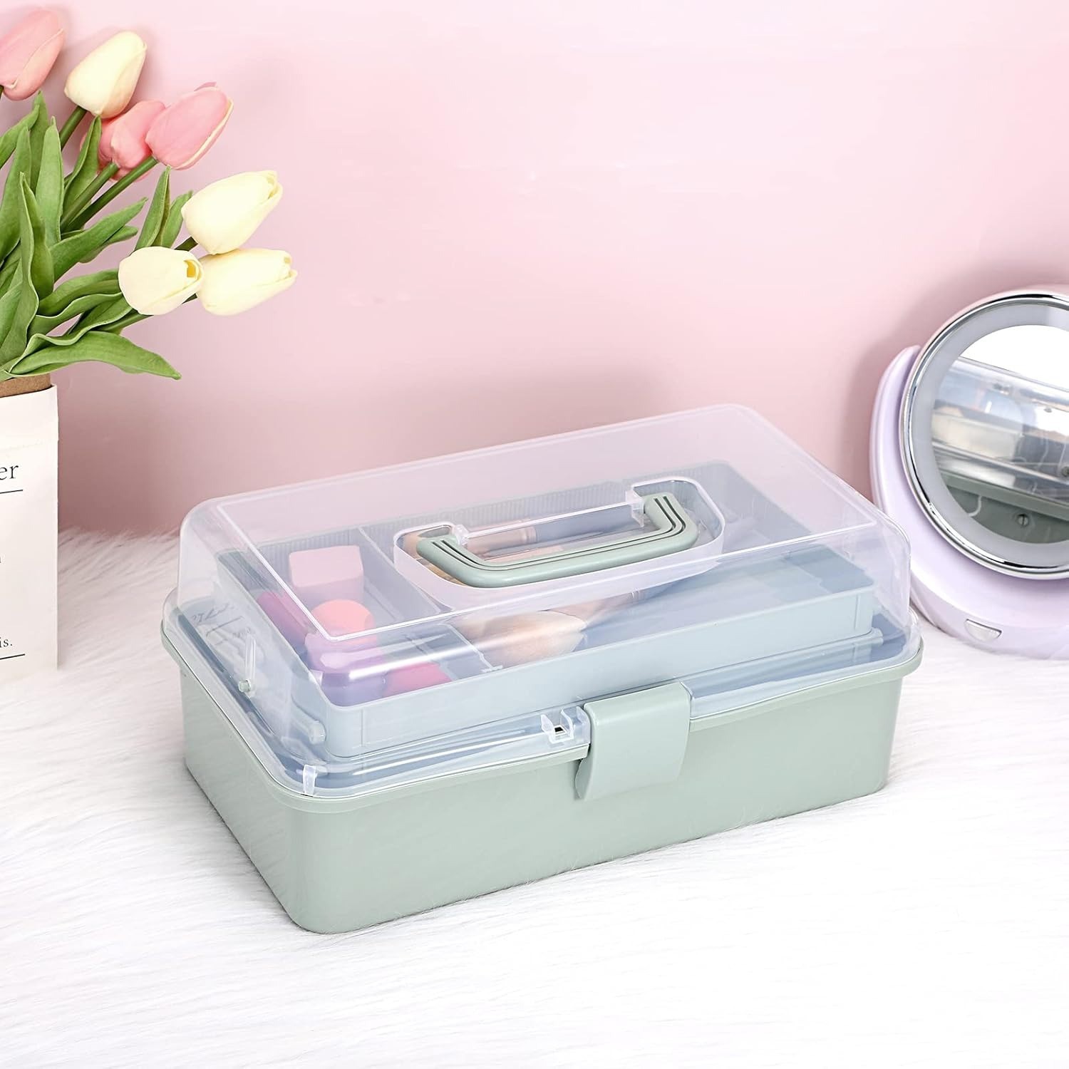 3-Layer，Storage，Adjustable Spacers Portable Plastic Dividing Box for Medicine
