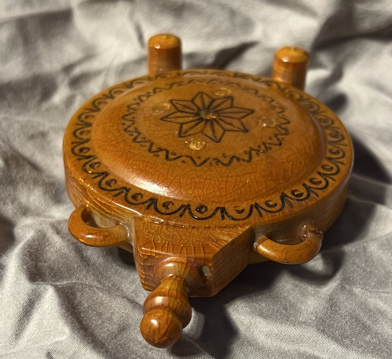 ANCIENT ARTIFACT ROMANIAN ANTIQUE HANDMADE COMPASS DESIGN ROMANIA ETCHED