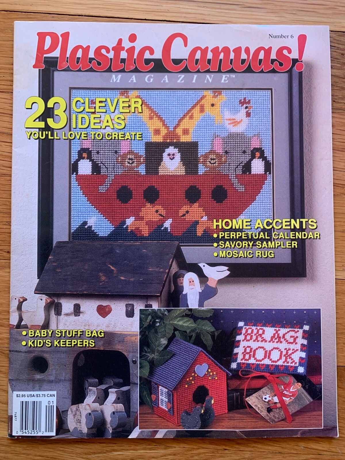 Plastic Canvas Magazine Number 6 Jan/Feb 1990 Black Cat Baby Noahs Ark Calendar