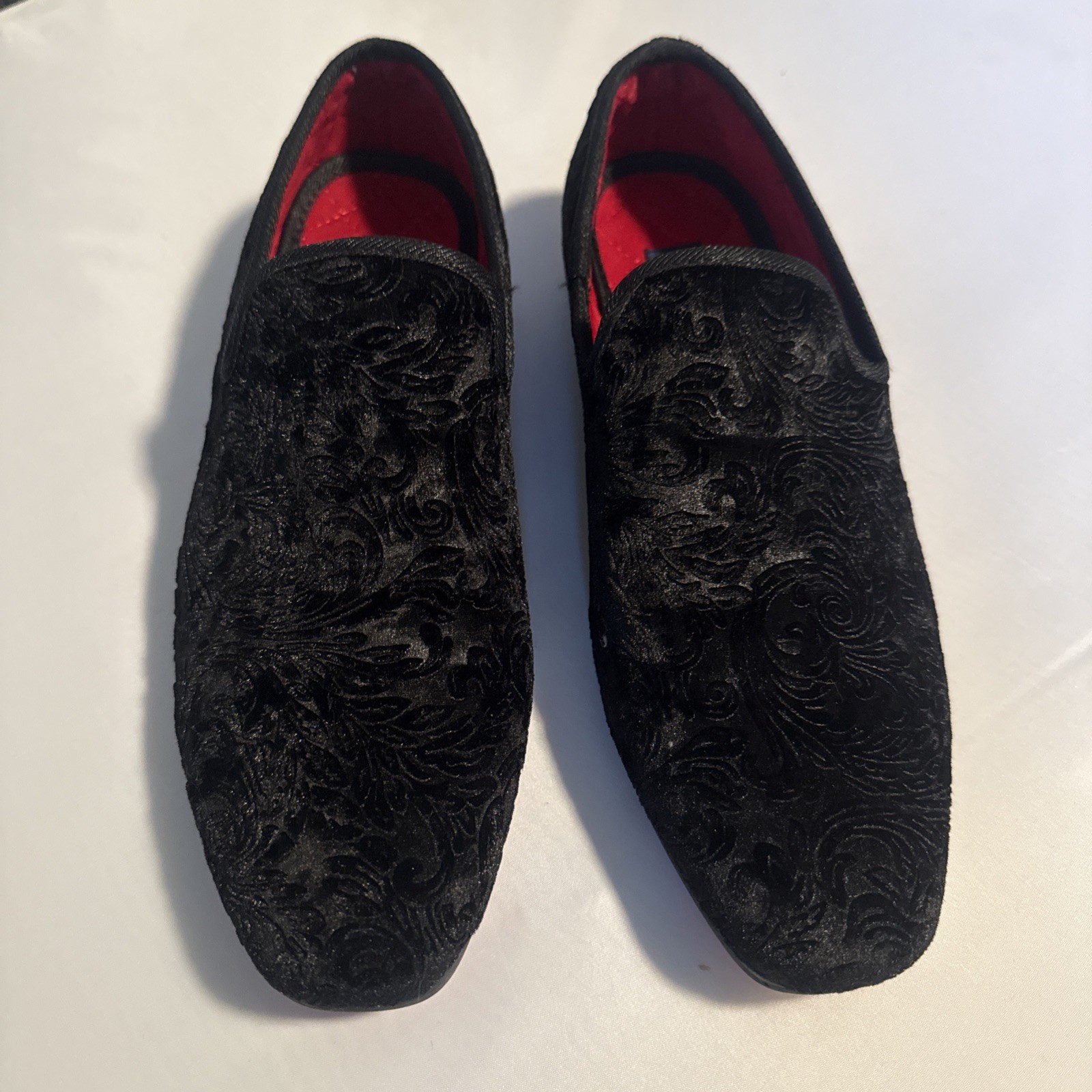 La Milano Italian Design Broderick II Mens Dress Shoes Black Velvet Loafers Sz 7
