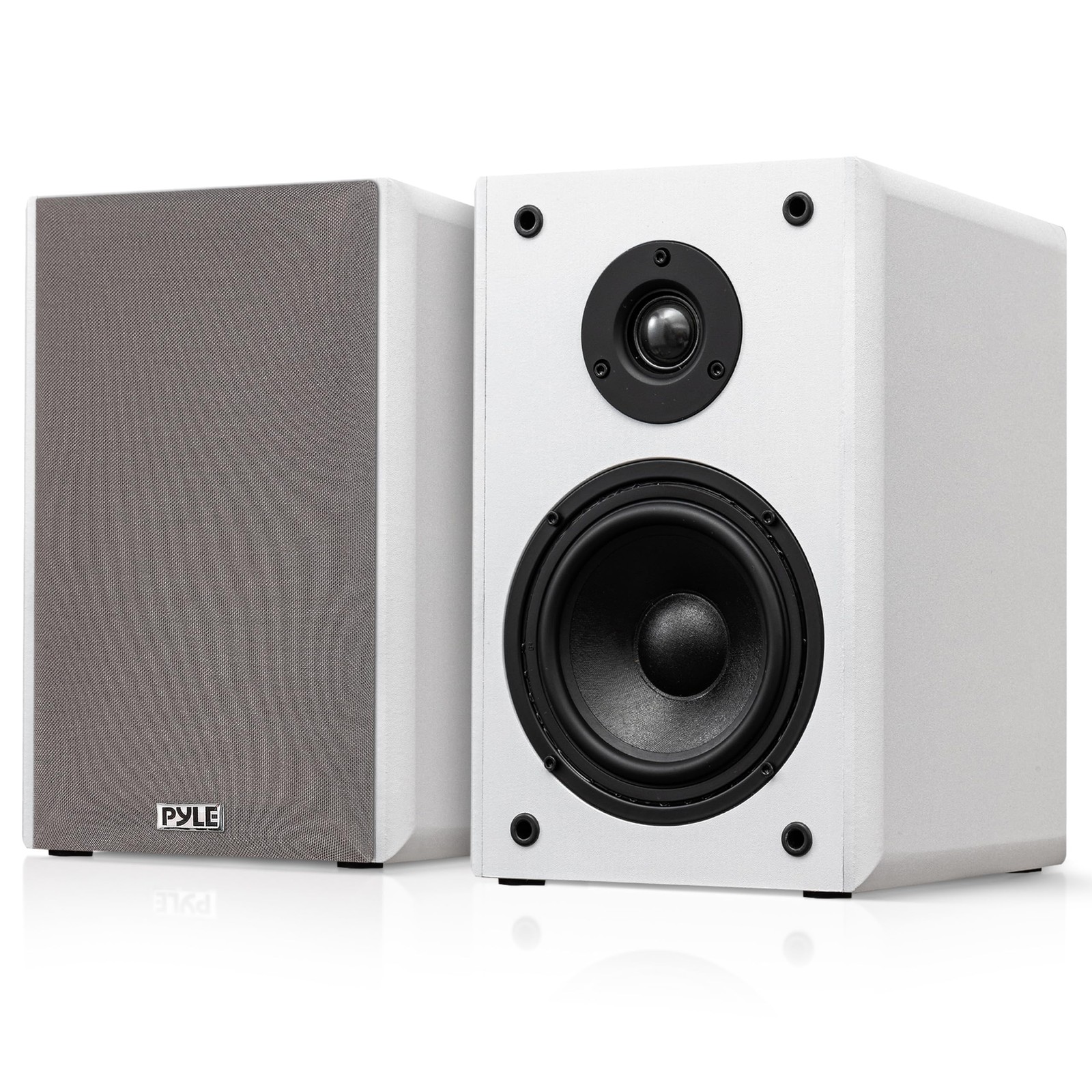 Pyle 5.25” 2-Way HiFi Home Theater Wired Bookshelf Speakers - Pair- White