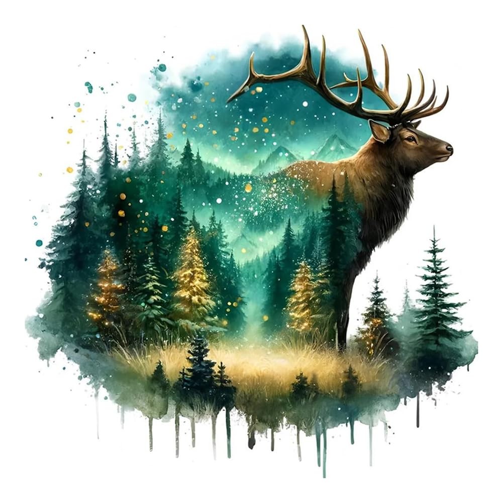 Deer Round DIY Diamond Painting Decoration Gift for Adults | Landscape Round DIY