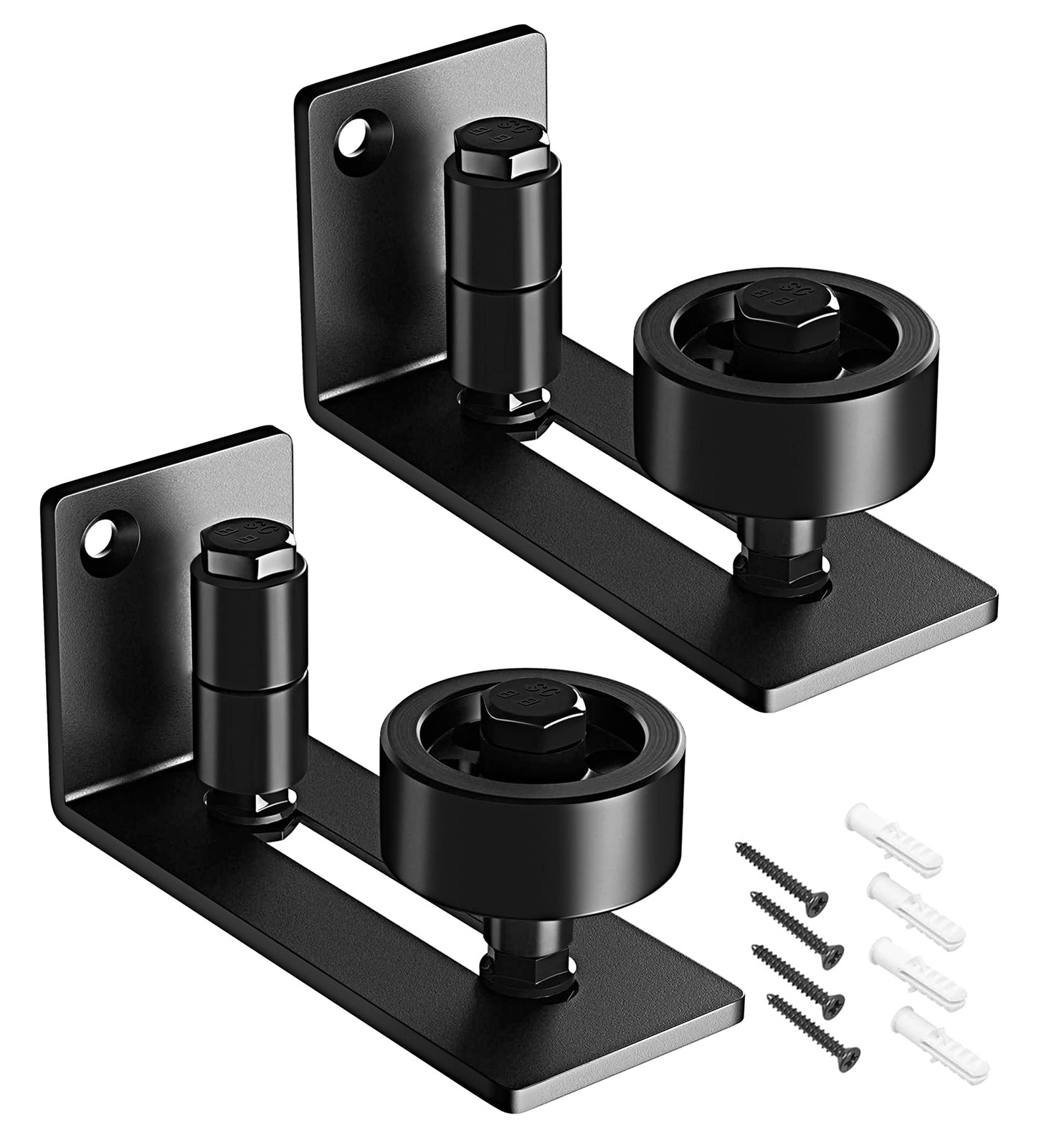 2 Pack Barn Door Floor Guide - Sliding Bottom of 2, Black