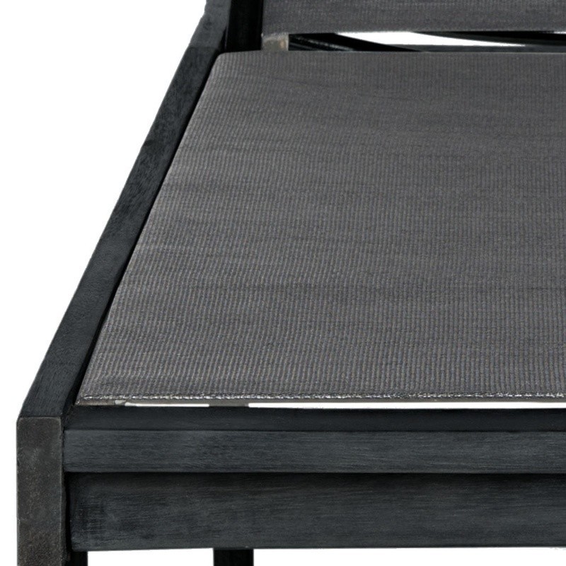 Outdoor Lounge Chair Adjustable Reclining Acacia Wood Textilene Garden Furniture