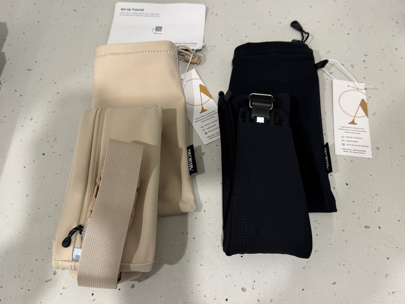 The Attachd Hands-Free Dog Belt, Dog Walking Belt Black/Beige Standard RRP $169