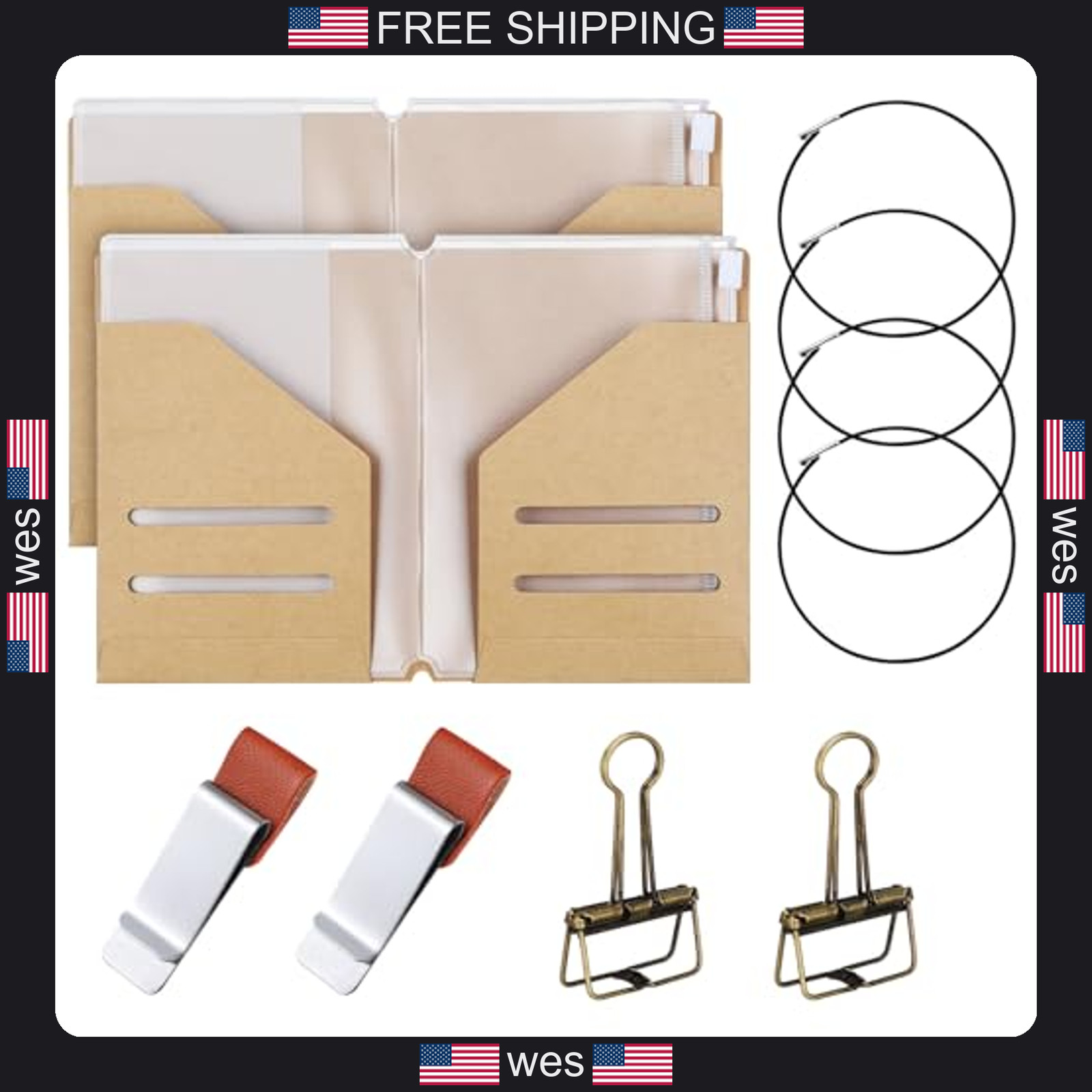 Travelers Journal Notebook Accessories Kit Include Travel Kraft File Folder,