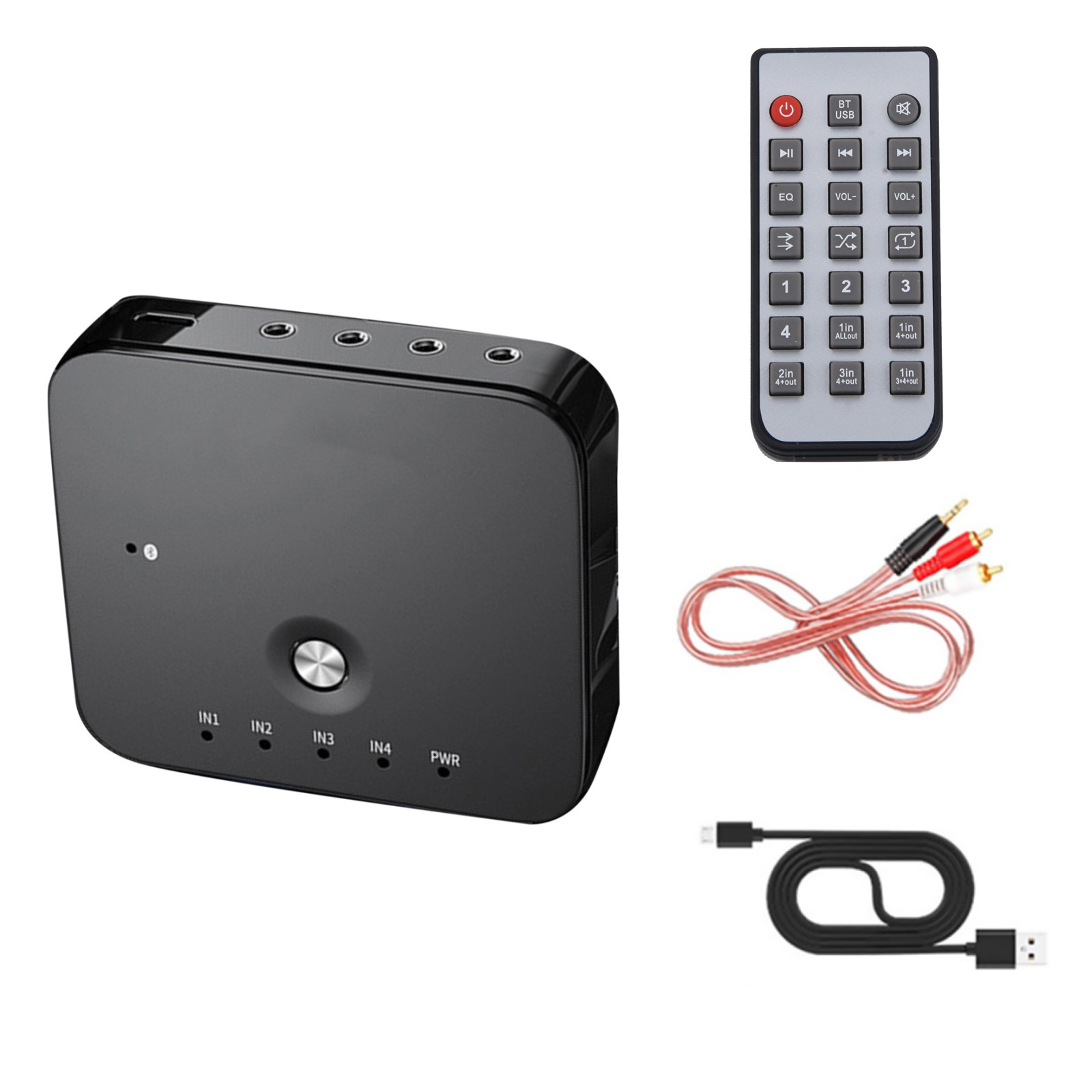 4 Port 3.5mm Stereo AUX Audio Switcher Music Bluetooth 5.0 Audio Receivers