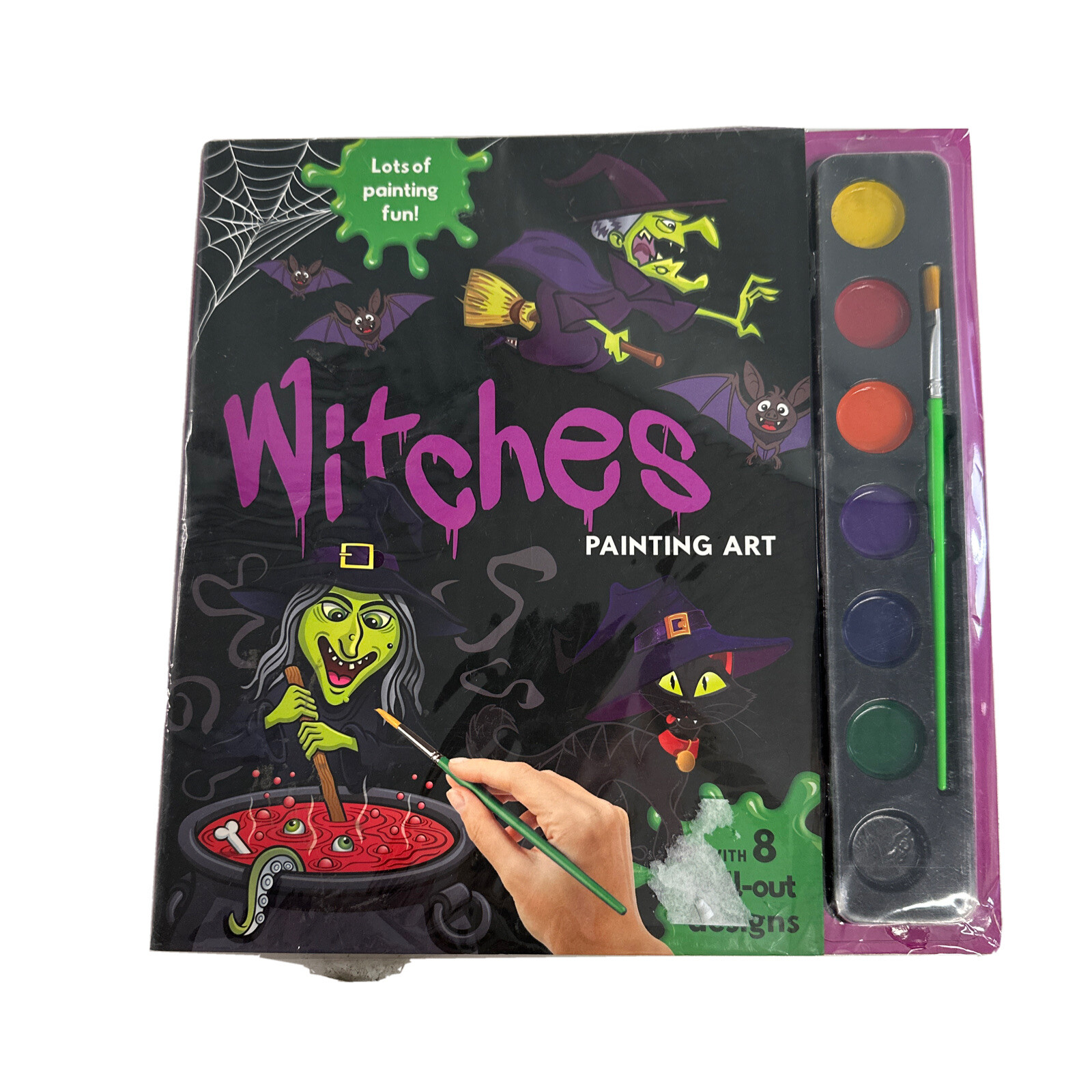 Witches Painting Set Halloween Gift Craft Set 8 Pull out designs w/ Paint NEW pa