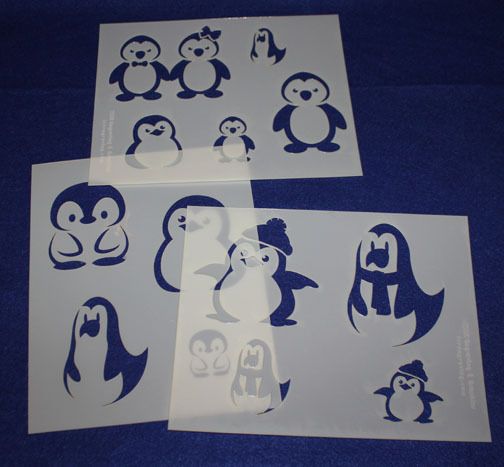 Cartoon Penguin Stencils 3 Pieces-Mylar 14 Mil Painting/Crafts/Stencil/Template