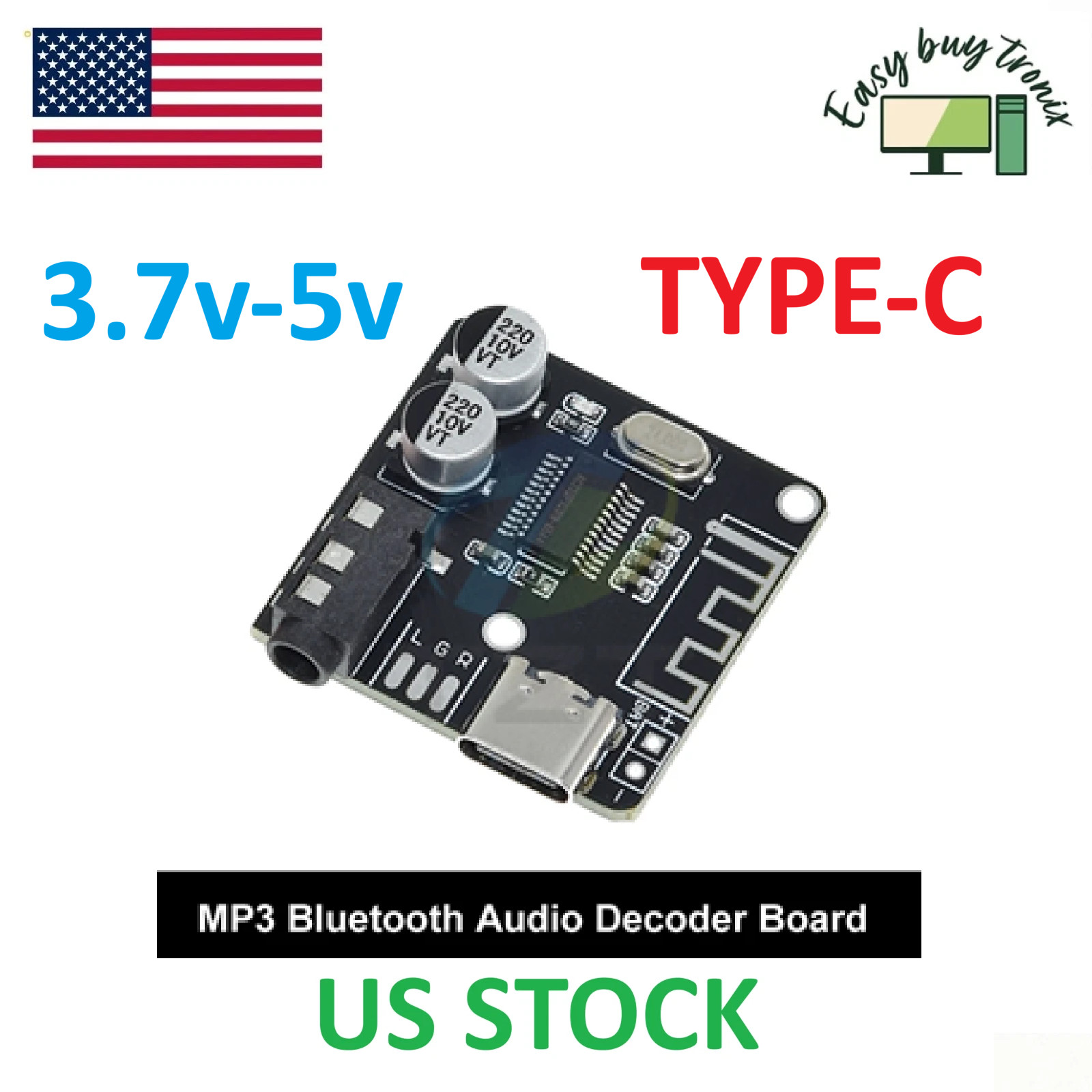 2PCS VHM-314 Bluetooth 5.0 MP3 Decoder Board USBC Audio Receiver Module Lossless