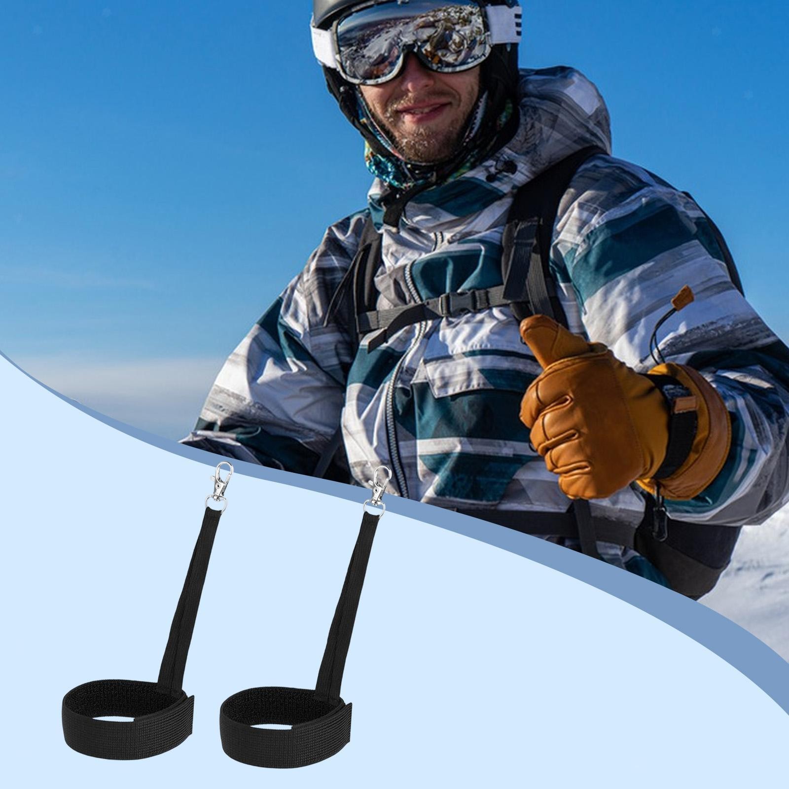 2x Ski Glove Straps Winter Gloves Straps Gloves Accessories Elastic with Clips
