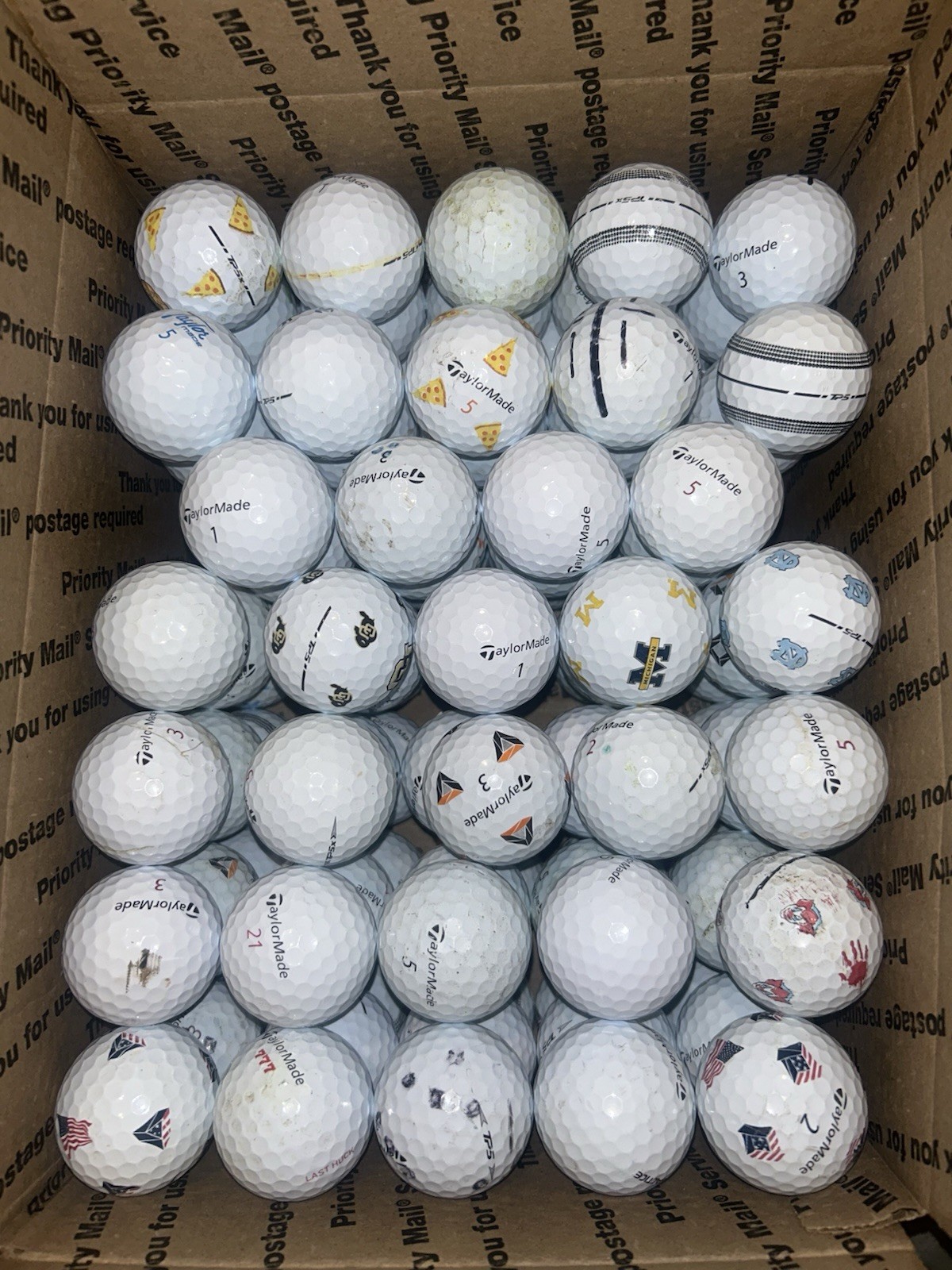 50 TaylorMade TP5 & TP5x Golf Balls | Grade A–AAAA | Mix | Tour Performance