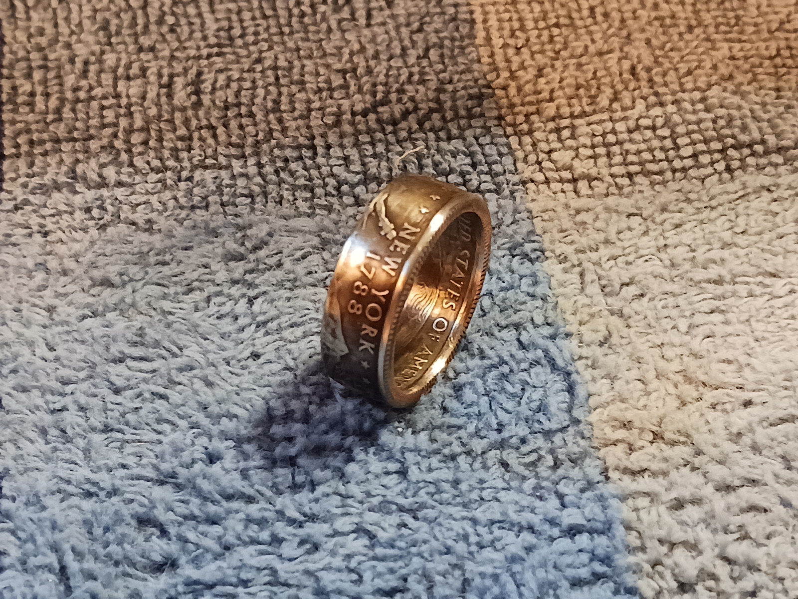 New York Handcrafted Washington Quarters coin ring, size 7 1/2  2001