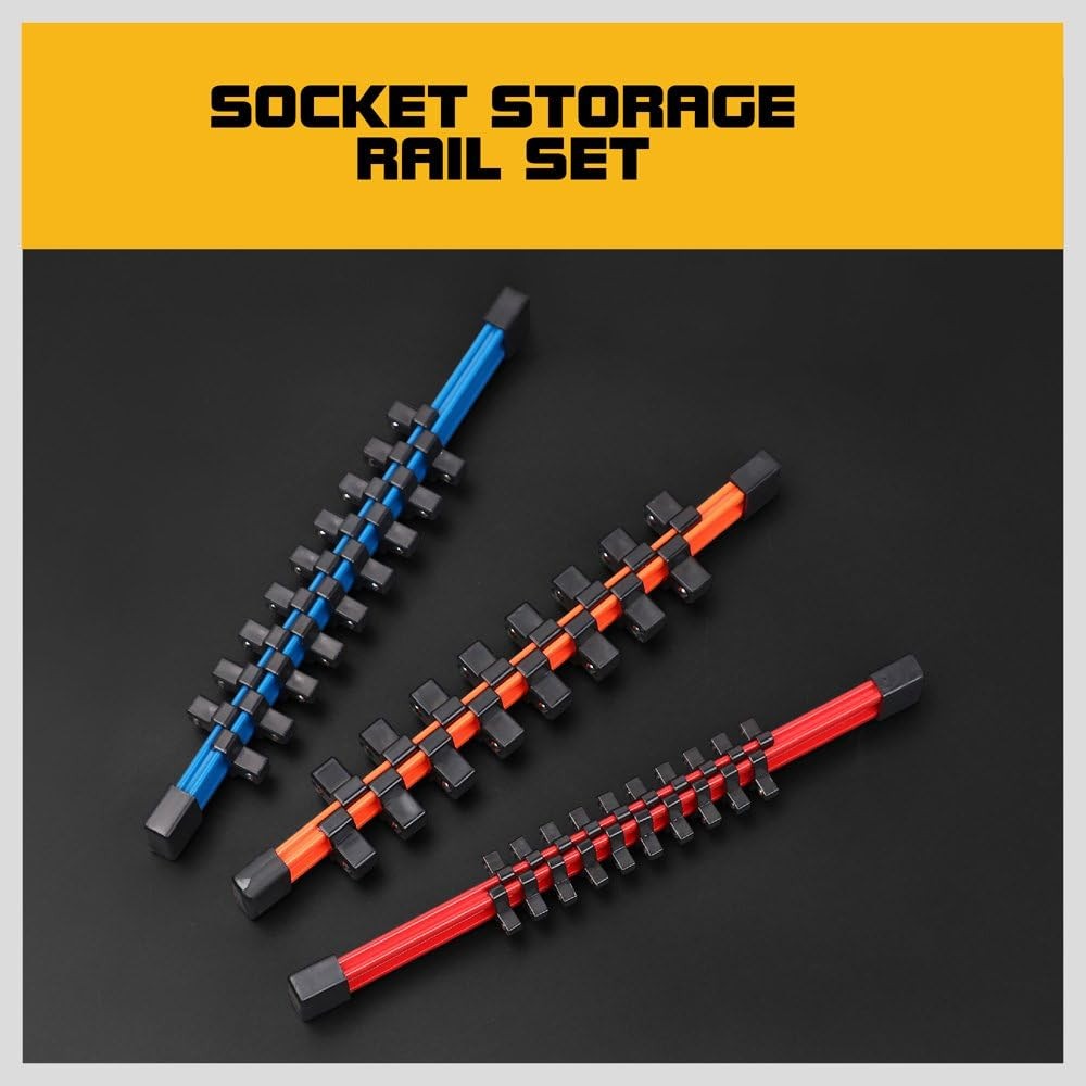 3Pcs Double Sided Socket Organizer, 1/4-Inch, 3/8-Inch, 1/2-Inch