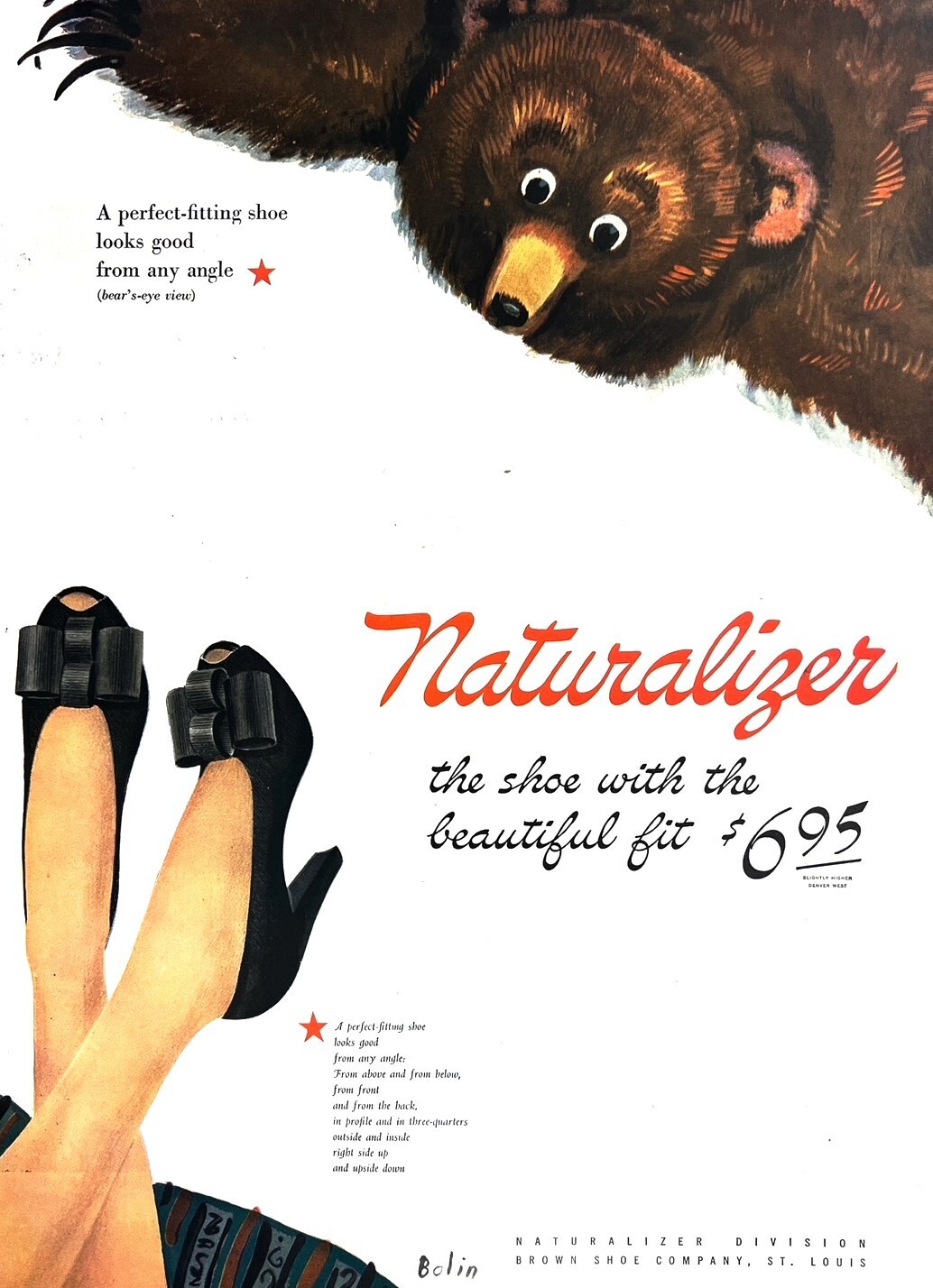 1944 WOMEN'S SHOES Original Vintage Print Ad Naturalizer Fashion Bear