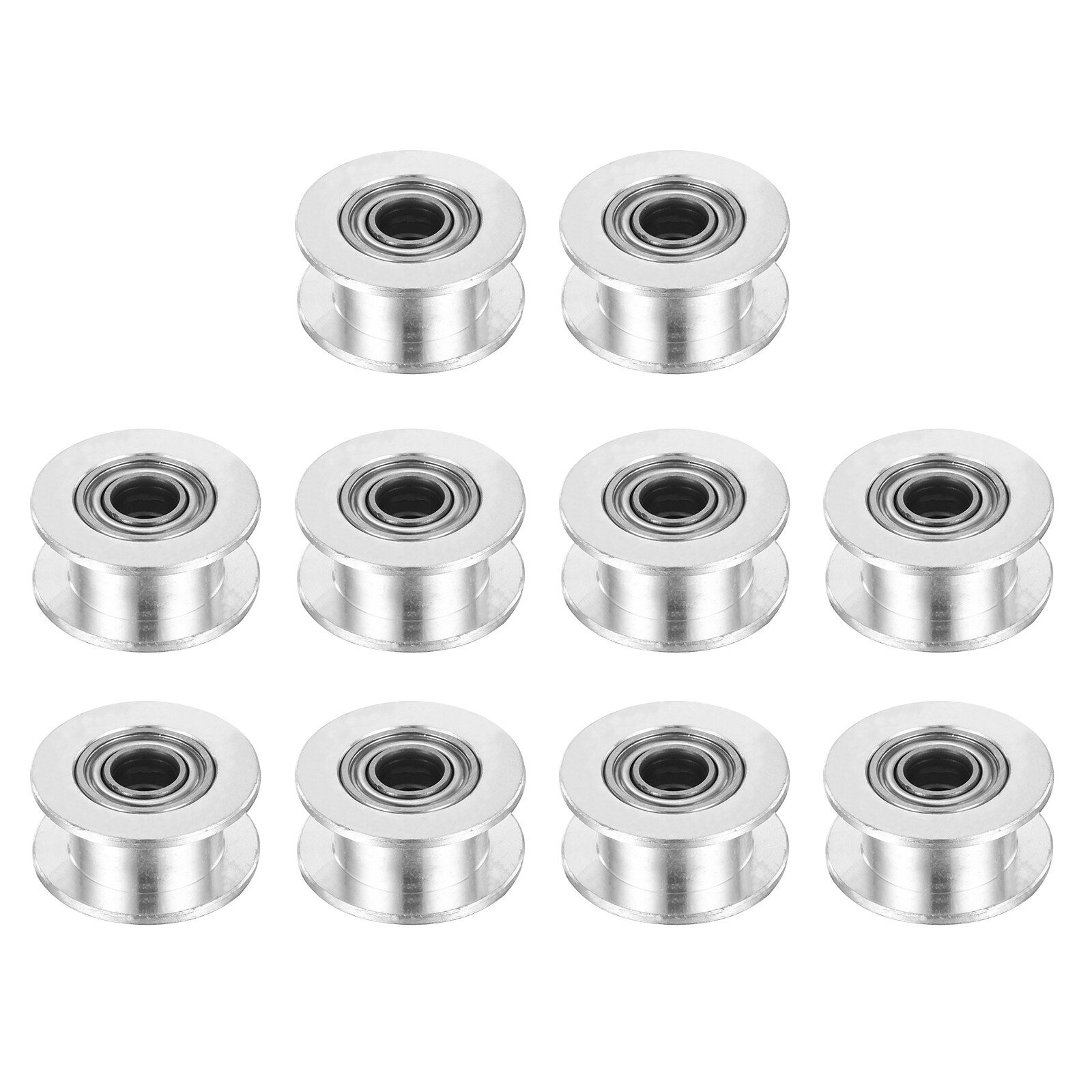 10 Pcs 2GT Idler Pulley Toothless 5mm Bore for 6mm Belt Silver