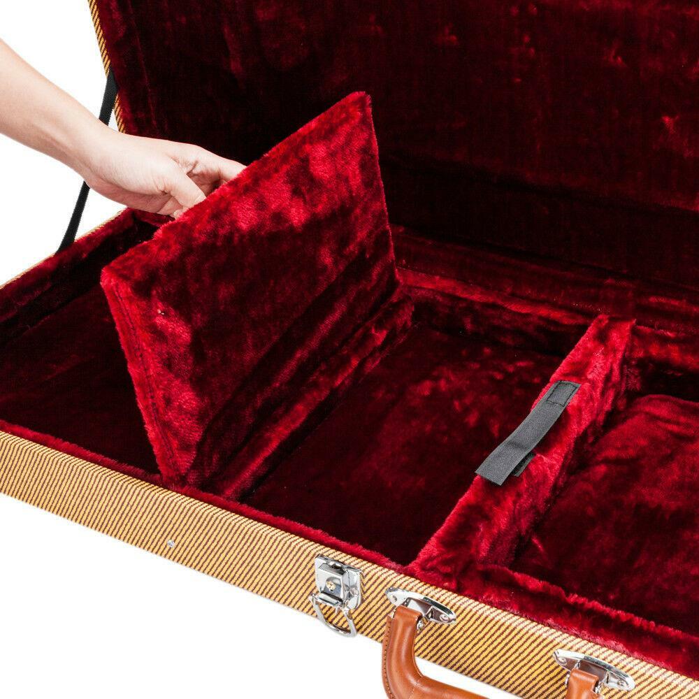 Hard Shell Guitar Case for Beginner & Learner Guitars with Red Plush Interior