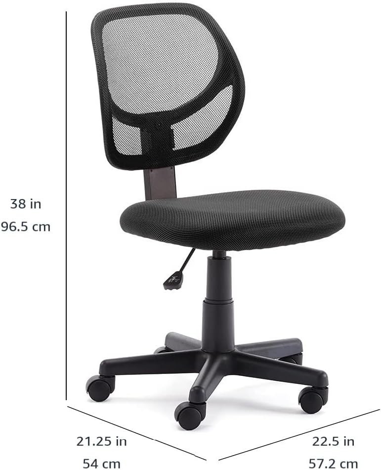 Amazon Basics Low Back Office Chair, Breathable Mesh, Height Adjustable, Padded