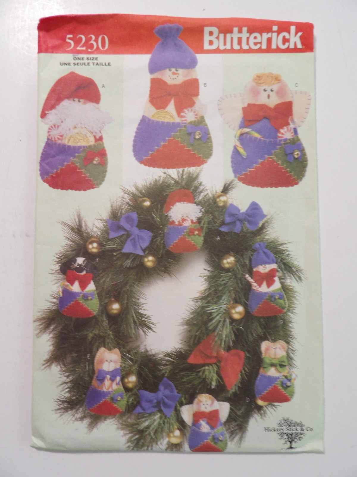 Butterick 5230 Patch Pocket Ornaments Santa, Snowman, Angel, Dog, Cat Bear Uncut