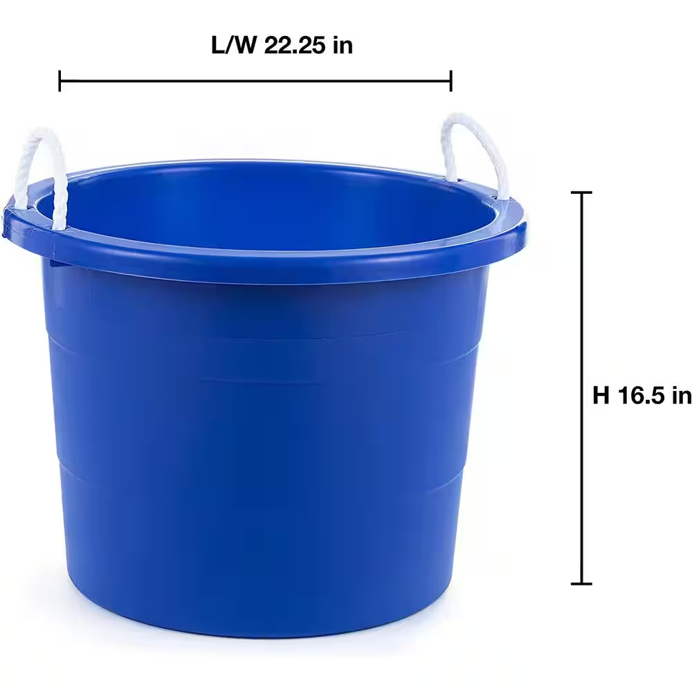 19 Gal. Rope Handle Tub, Blue (2-Pack)